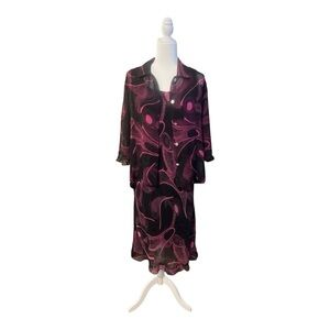 Mary McFadden Women Collection Vintage 2-Piece Dress & Cardigan Set M A1